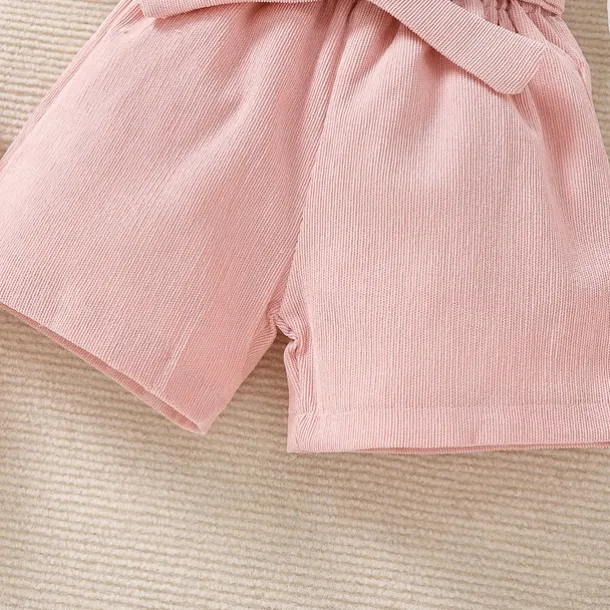 Girls' 3D Solid Color Shirt & Shorts Shorts Set Long Sleeve Fall Daily Casual Toddler 4 years+ Loose Fit