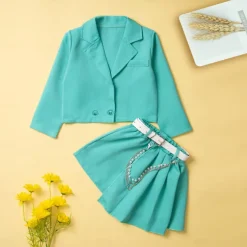 Girls' 3D Solid Color Shirt & Shorts Long Sleeve Fall Basic Casual Toddler 2-9 Years V Neck Outdoor Street