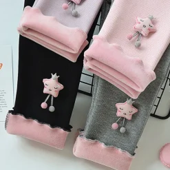 Girls' 3D Solid Color Stars Pants Leggings Fall Winter Active Basic Kids 4 years+ Outdoor Casual Daily Regular Fit