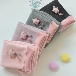 Girls' 3D Solid Color Stars Pants Leggings Fall Winter Active Basic Kids 4 years+ Outdoor Casual Daily Regular Fit