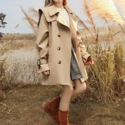 Girls' 3D Solid Color Trench Coat Coat Outerwear Long Sleeve Spring Fall Streetwear Sport Basic Polyester Kids 4-12 Years Daily Vacation Regular Fit