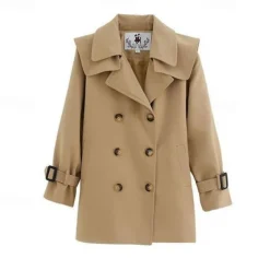 Girls' 3D Solid Color Trench Coat Coat Outerwear Long Sleeve Spring Fall Streetwear Sport Basic Polyester Kids 4-12 Years Daily Vacation Regular Fit