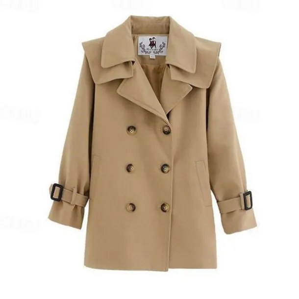 Girls' 3D Solid Color Trench Coat Coat Outerwear Long Sleeve Spring Fall Streetwear Sport Basic Polyester Kids 4-12 Years Daily Vacation Regular Fit