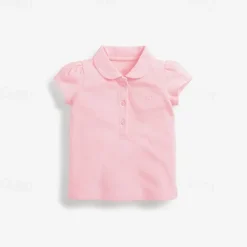 Girls' 3D Spot Tee Polo Shirt Short Sleeve Summer Fashion Basic Little Kids(4-7ys) 4-7 Years Lapel Outdoor Casual Daily Regular Fit
