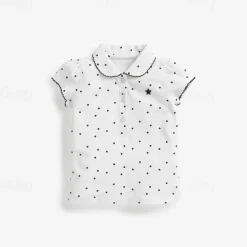 Girls' 3D Spot Tee Polo Shirt Short Sleeve Summer Fashion Basic Little Kids(4-7ys) 4-7 Years Lapel Outdoor Casual Daily Regular Fit
