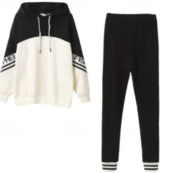 Girls' 3D Stripe Letter Hoodie & Sweatpants Set Clothing Set Long Sleeve Fall Winter Cool Daily Kids 4-12 Years School Sports