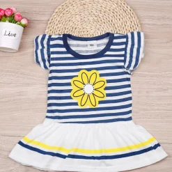 Girls' 3D Striped Solid Colored Clothing Set Short Sleeve Summer Spring Active Toddler Daily Holiday