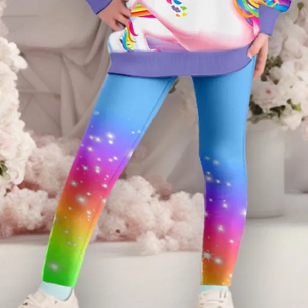 Girls' 3D Unicorn Sweatshirt & Legging Set Set Pink Long Sleeve 3D Print Fall Winter Active Fashion Daily Kids 3-12 Years Crew Neck Outdoor Vacation Date Regular Fit