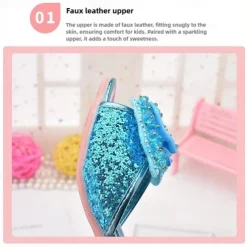 Girls' Glittery Pink Open-Toe Princess Heels with Bow and Pearl Details - Perfect for Parties and Dress-Up