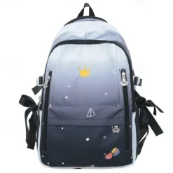 Girls Gradient Princess Backpack – Cute Waterproof School Bag with Crown Zippers and Star Print, Lightweight Bookbag for Elementary and Middle School