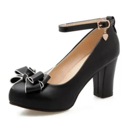 Girls' Heels Daily Dress Shoes Heel Cosplay Lolita PU Height-increasing Cosplay Big Kids(7years +) Little Kids(4-7ys) School Wedding Party Walking Shoes Flower Black White Pink Fall Spring Summer