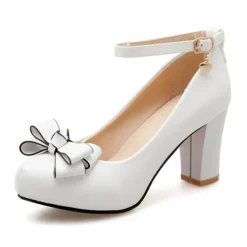 Girls' Heels Daily Dress Shoes Heel Cosplay Lolita PU Height-increasing Cosplay Big Kids(7years +) Little Kids(4-7ys) School Wedding Party Walking Shoes Flower Black White Pink Fall Spring Summer