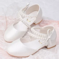 Girls' Heels Dress Shoes Flower Girl Shoes Princess Shoes School Shoes Faux Leather Portable Breathability Non-slipping Princess Shoes Big Kids(7years +) Little Kids(4-7ys) Gift Daily Walking Pearl