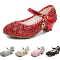 Girls' Heels Glitters Princess Shoes PU Glitter Crystal Sequined Jeweled Toddler(9m-4ys) Little Kids(4-7ys) Big Kids(7years +) Party & Evening Sequin Purple Red Blue Fall Spring