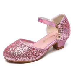 Girls' Heels Party Princess Shoes Glitters Rubber PU Little Kids(4-7ys) Big Kids(7years +) Daily Party & Evening Walking Shoes Rhinestone Buckle Sequin White Dusty Rose Blue Fall Spring