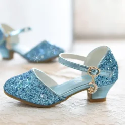 Girls' Heels Party Princess Shoes Glitters Rubber PU Little Kids(4-7ys) Big Kids(7years +) Daily Party & Evening Walking Shoes Rhinestone Buckle Sequin White Dusty Rose Blue Fall Spring