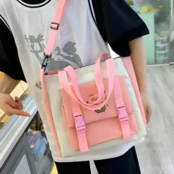 Girls 5-in-1 Cute Bear Backpack Set – Pink School Bag with Tote, Crossbody Pouch, Drawstring Bag and Pencil Case for Elementary and Middle School Students