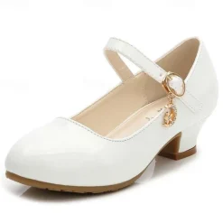 Girls' Patent Leather Mary Jane Dress Shoes with Ankle Strap | Elegant Party and Formal Footwear