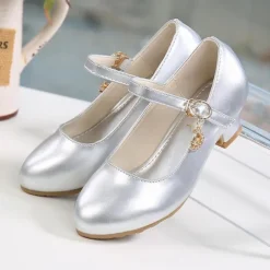 Girls' Patent Leather Mary Jane Dress Shoes with Ankle Strap | Elegant Party and Formal Footwear