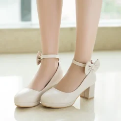 Girls' White Bow Mary Jane Shoes - Perfect for Weddings, Parties, and Special Occasions