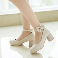 Girls' White Bow Mary Jane Shoes - Perfect for Weddings, Parties, and Special Occasions
