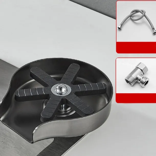 Glass Rinser For Kitchen Sink,Stainless Steel Cup Washer For Sink,Glass Washer for Sink,Cup Cleaner For Sink,Metal Washer,Kitchen Sink Accessories