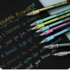 Glitter Gel Pen Color Neutral Pen Ballpoint Pen Hand Account Pen Children's Luminous Flashing Stars Special Color for Note-taking