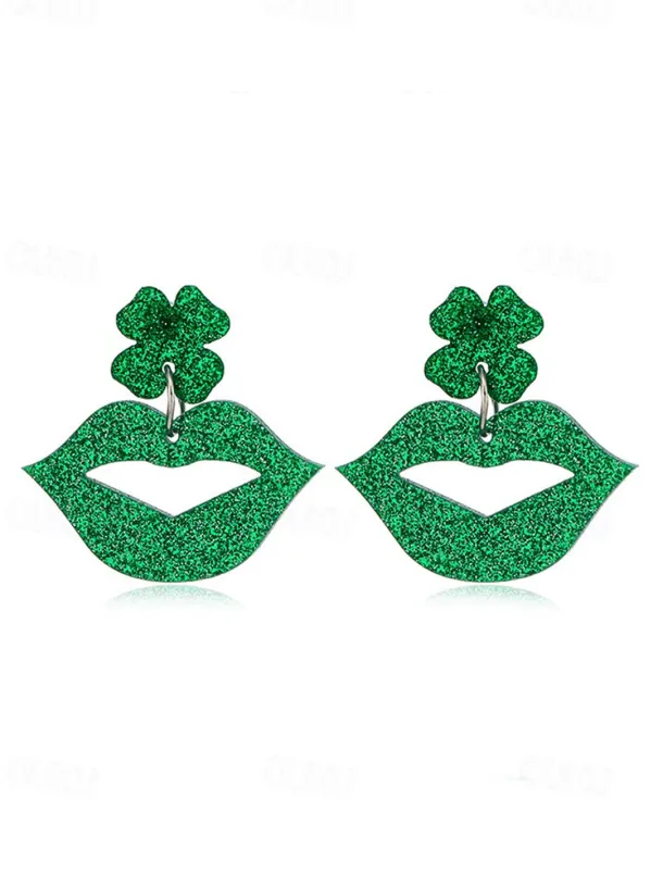 Glitter Shamrock Drop Earrings – Festive St. Patrick's Day Jewelry for Women, Lightweight Dangle Design for Celebrations and Everyday Wear