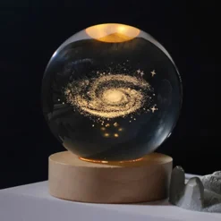 Glowing Planetary Galaxy Crystal Ball Night Lights USB Power Warm White Bedside Light Christmas Kid Gift Night Lamp