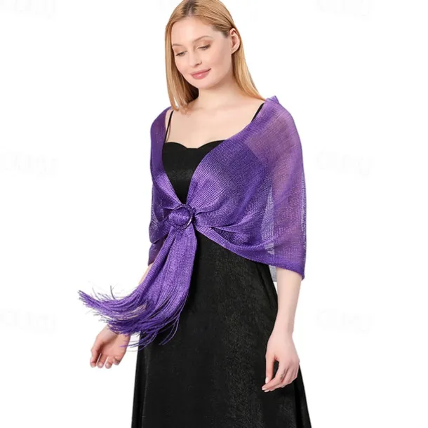 Gold And Silver Silk Shawl With Buckle, Bride And Bridesmaid Group, Dance Party, Wedding Dress, Evening Gown, Shawl For Women
