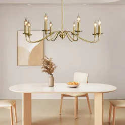 Gold Chandelier 8-Light Modern Chandelier for Dining Room, Bedroom, Foyer, Living Room, Kitchen Island, Entryway, Office, Bar,Farmhouse Decor 110-240V