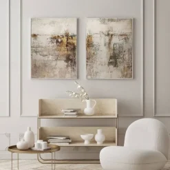 Gold foil oil painting handmade abstract gold painting Wabi sabi Wall Art Beige Abstract Painting on Canvas A Pair Beige Texture oil painting Wall Art Neutral Abstract oil painting Wal Decor