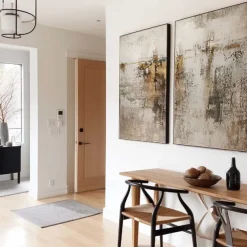 Gold foil oil painting handmade abstract gold painting Wabi sabi Wall Art Beige Abstract Painting on Canvas A Pair Beige Texture oil painting Wall Art Neutral Abstract oil painting Wal Decor