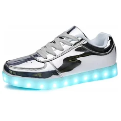 Gold LED Light Up Sneakers for Men and Women – USB Rechargeable Shiny Party Shoes with Glow Sole for Dancing, Festivals, Nightclubs, and Halloween