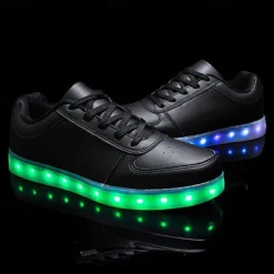 Gold LED Light Up Sneakers for Men and Women – USB Rechargeable Shiny Party Shoes with Glow Sole for Dancing, Festivals, Nightclubs, and Halloween