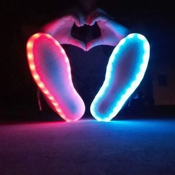 Gold LED Light-Up High-Top Sneakers for Kids and Men with Colorful Sole, Adjustable Strap, and Shiny Finish