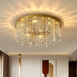 Gold Luxury LED Ceiling Chandeliers Compatible with Living Room Modern Crystal Hanging Lamp Compatible with Ceiling Home Decor,Ceiling Lighting