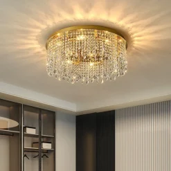 Gold Luxury LED Ceiling Chandeliers Compatible with Living Room Modern Crystal Hanging Lamp Compatible with Ceiling Home Decor,Ceiling Lighting