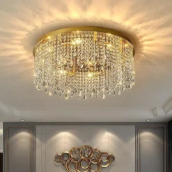 Gold Luxury LED Ceiling Chandeliers Compatible with Living Room Modern Crystal Hanging Lamp Compatible with Ceiling Home Decor,Ceiling Lighting