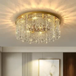 Gold Luxury LED Ceiling Chandeliers Compatible with Living Room Modern Crystal Hanging Lamp Compatible with Ceiling Home Decor,Ceiling Lighting