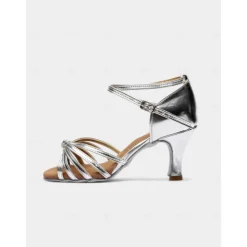 Gold Strappy Latin Dance Sandals for Women – High Heel Ballroom Salsa Shoes with Ankle Straps