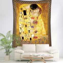 Golden Tears Gustav Klimt Wall Tapestry Art Decor Wall Hanging Backdrop Curtain Home Bedroom Living Room Decoration
