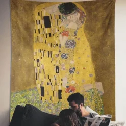Golden Tears Gustav Klimt Wall Tapestry Art Decor Wall Hanging Backdrop Curtain Home Bedroom Living Room Decoration