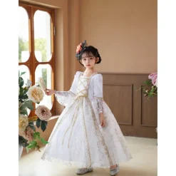 Gothic Cosplay Lolita Rococo Dress Party Costume Masquerade Princess Shakespeare Solid Color Ball Gown Fancy Dress Girls' Halloween Carnival Children's Day Party Birthday Holiday Child's Dress All