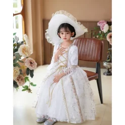 Gothic Cosplay Lolita Rococo Dress Party Costume Masquerade Princess Shakespeare Solid Color Ball Gown Fancy Dress Girls' Halloween Carnival Children's Day Party Birthday Holiday Child's Dress All