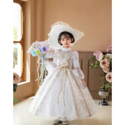 Gothic Cosplay Lolita Rococo Dress Party Costume Masquerade Princess Shakespeare Solid Color Ball Gown Fancy Dress Girls' Halloween Carnival Children's Day Party Birthday Holiday Child's Dress All