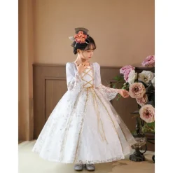 Gothic Cosplay Lolita Rococo Dress Party Costume Masquerade Princess Shakespeare Solid Color Ball Gown Fancy Dress Girls' Halloween Carnival Children's Day Party Birthday Holiday Child's Dress All