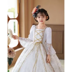 Gothic Cosplay Lolita Rococo Dress Party Costume Masquerade Princess Shakespeare Solid Color Ball Gown Fancy Dress Girls' Halloween Carnival Children's Day Party Birthday Holiday Child's Dress All