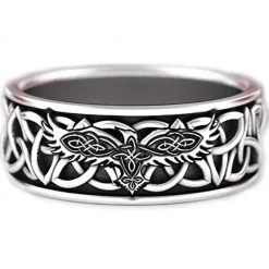 gothic jewelry, retro ring, mens and women ring, norse mythology giant wolf fenrir defend temple raven amulet jewelry boyfriend gift mens viking hip hop rock ring (6)