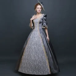 Gothic Lolita Rococo 18th Century Maxi Dress Normal Juliet Sleeve Cinderella Princess Square Neck Fancy Dress All Christmas Halloween Carnival Party Special Occasion Quinceanera Adults All Seasons